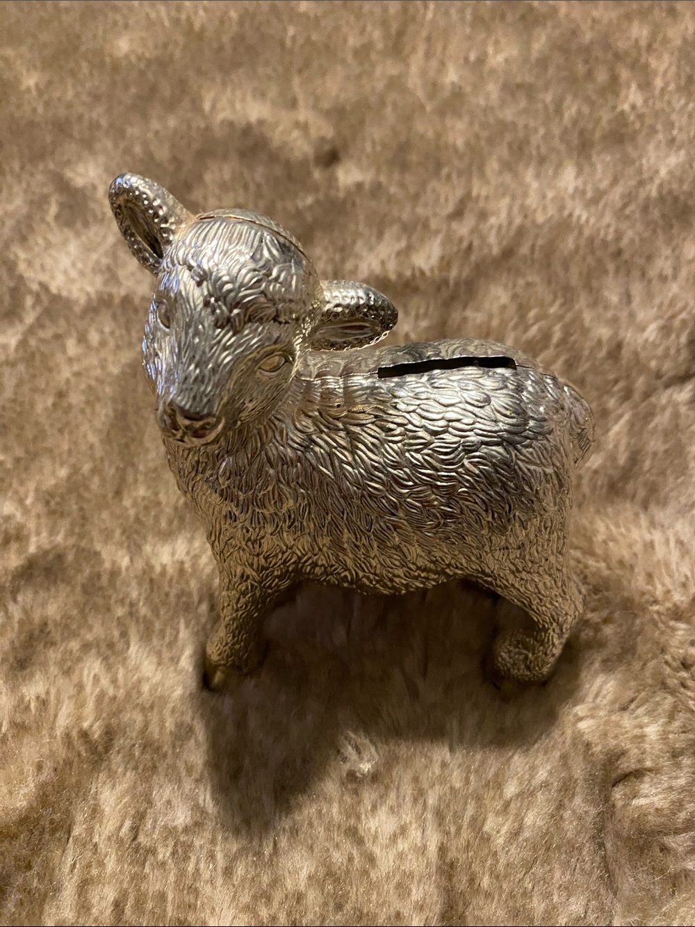 Reed & Barton Silver Tone Lamb Figurine Bank